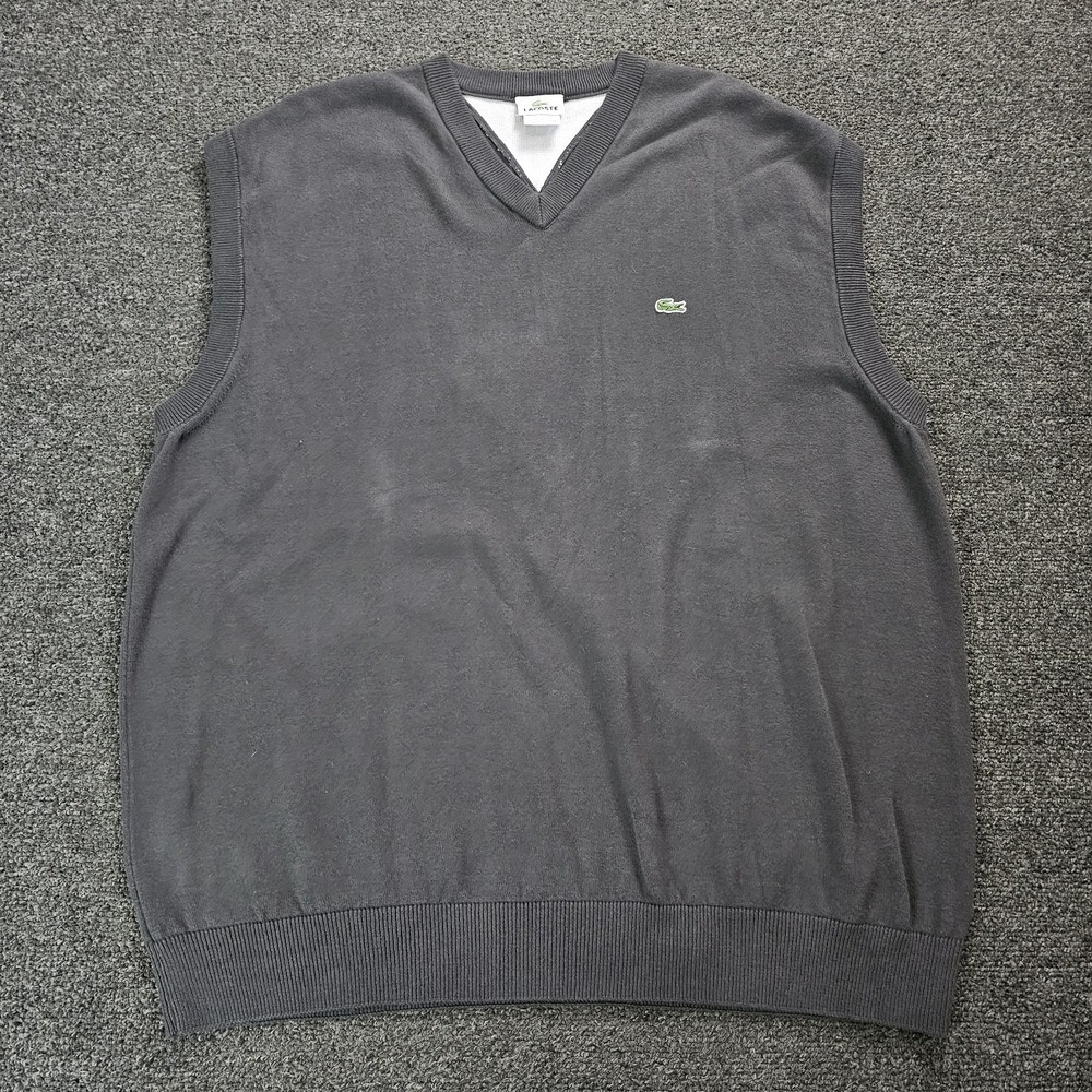 Vintage Lacoste Sweater Vest Mens Size 7 XL Knit Sleeveless V Neck Golf